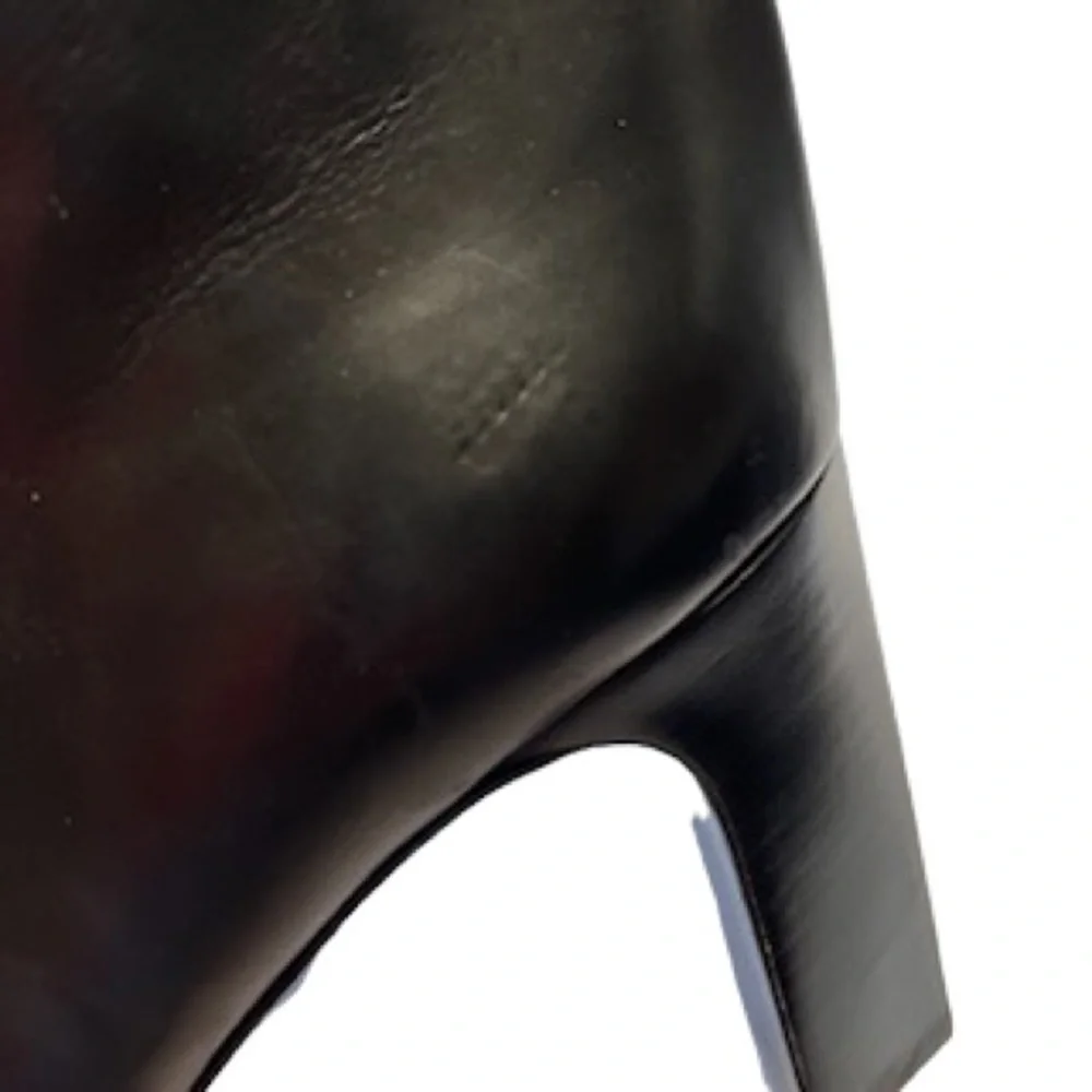 Balenziaga Boots Blade Black Leather Pointed Toe Triangle Heel Women’s Size 9 - Picture 9 of 11